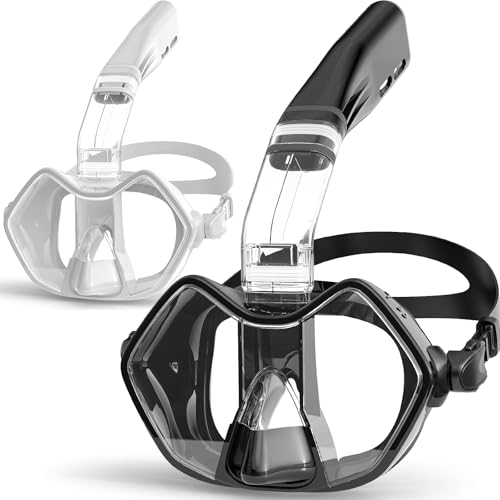 Greatever Máscara de buceo de media cara, visibilidad panorámica de 180°, ajuste cómodo y transpirable, diseño a prueba de fugas, tubo de respiración desmontable, ideal para esnórquel, natación y