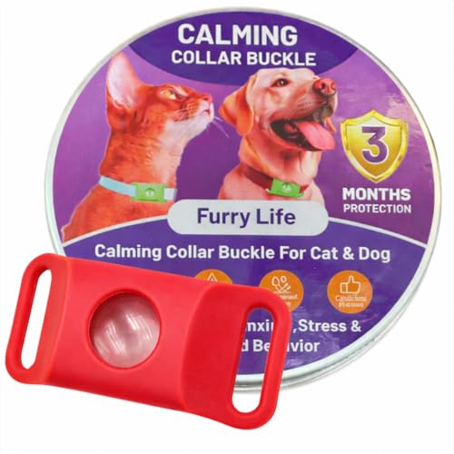 Image of FurLife Pet Calming Pendant - Waterproof Collar Tag for Dogs & Cats | Suitable for All Breeds - (Red)