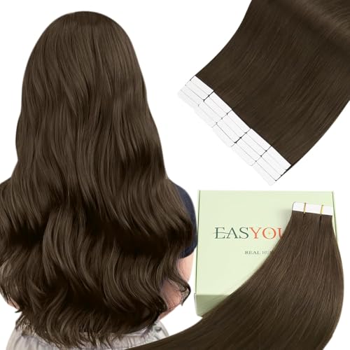 Extension cheveux naturel adhesif brun 22 pouces longueurs extensions bandes