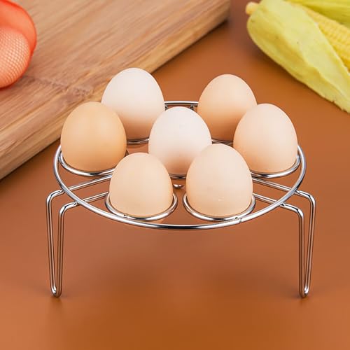 Egg Steaming Rack, 6.2 Inch 7 Egg Hole Round Food Grade Stainless Steel Steamer for Food Steaming, Cooling and Roasting Cooking in Kitchen and Outdoors (1 pcs)