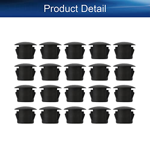 Image of Heyiarbeit 50pcs Hole Plugs 5 /16 inch / 8mm Nylon Plastic Round Snap in Type Locking Hole Tube Furniture Fencing Post Pipe Insert End Caps Black Tone