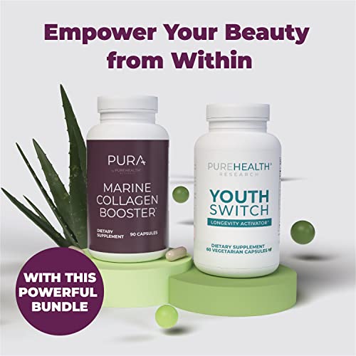 Enjoy Younger Looking Skin With Our Skin Revitalizing Bundle - Pura Marine Collagen Booster + Youth Switch Supplement By Pure Health Research #TOP5