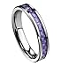 Queenwish Womens 4mm Tungsten Carbide Purple/Blue Carbon Fiber Inlay Wedding Bands Ring Comfort Fit Size 4-10 With Ring Box