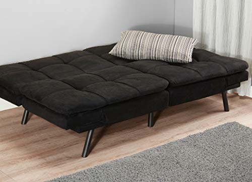 Mainstay.. Memory Foam Futon, Black Suede, Fabric, Wood, Metal + Free Clean Fabric Cloth (Black Suede) #TOP3