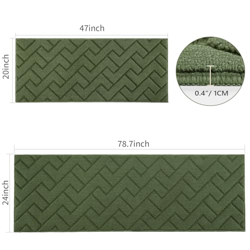 Image of hicorfe Kitchen Runner Rug,24 inchx79 inch+20 inchx48 inch Kitchen Set,Non-Slip Kitchen Mat