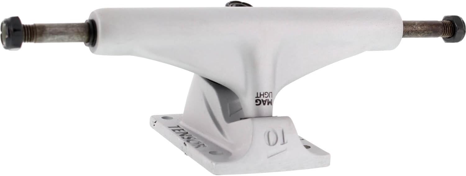 Warehouse Skateboards Tensor Trucks Mag Light Silver Skateboard Trucks - 5.5" Hanger 8.25" Axle with 1" Anodized Green Hardware - Bundle of 2 Items