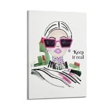 X psblty Póster de lienzo con texto en inglés «Keep It Real» de Cool Girl para decoración de sala de estar, dormitorio, 40 x 60 cm, estilo marco