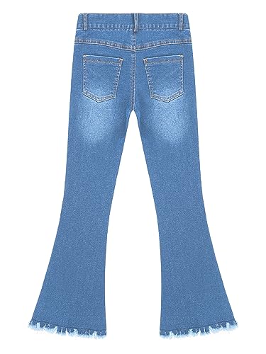 XUNZOO Kids Girls Bell Bottom Jeans Ripped Tassels Flare Jeans Washed High Waist Denim Pants Trousers4