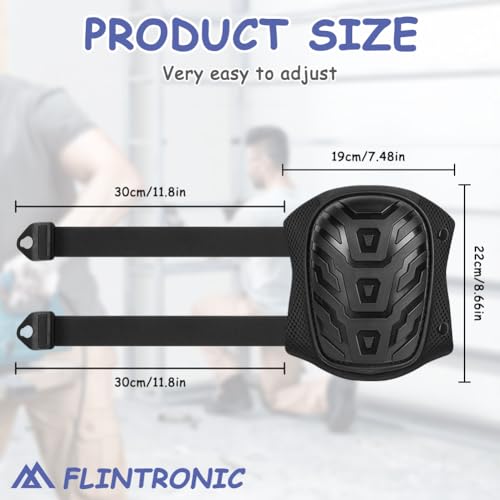 flintronic Knieschoner Professioneller Knieschutz mit Premium Schaumstoffpolsterung und Bequemem Gelkissen Knieschützer, für Arbeit, Bodenbeläge Kniepolster Garten mit Strapazierfähigen Doppelriemen