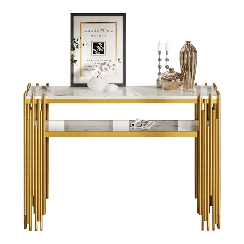Materiale: il piano della scrivania utilizza una tecnologia di impiallacciatura in MDF effetto marmo, combinata con una laminazione lucida completa che ripristina la consistenza della pietra naturale pur mantenendo proprietà resistenti ai graffi e all'usura. 2 ripiani aperti: possono essere utilizzati per riporre oggetti di uso quotidiano, come tavolino, tavolino da caffè o come tavolo decorativo per posizionare fiori, foto e altri oggetti, mantenendo l'intero spazio pulito e ordinato.