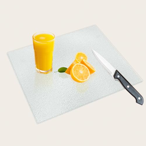 Mymonfif Tempered Glass Cutting Board for Kitchen, Frosted Glass Board for Countertop, with Non-Slip Feet, Heat Resistant, Large Size 12x16" 1Pcs