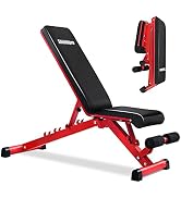 SHIELDPRO Adjustable Weight Bench, Incline/Decline Bench for Full Body Workout with Fast Folding ...