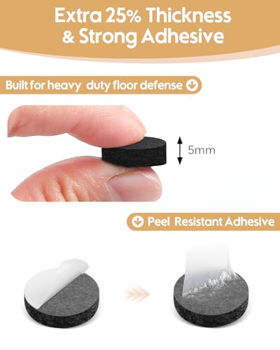 VABNEER 108 Stücke Filzgleiter Selbstklebend Rund, 15mm Schwarz Filz Pads Stühle mit 5mm Dick, Möbelgleiter Bodengleiter Schutz Ihrer Möbel Böden