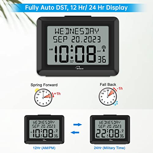 Wallarge Atomic Clock With Date And Day – Self Setting Digital Wall Clock Battery Operated, Auto Dst, Easy To Read (No Backlight) #TOP5