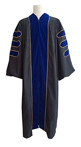 Grad Days Doctoral Graduation Gown Unisex Deluxe Royal Blue Velvet Gold Piping 60''(6'3''-6'5'')