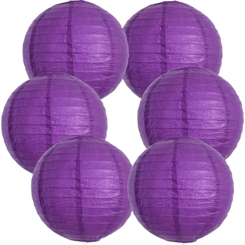 BEISHIDA 12 Inch Purple Paper Lanterns 6Packs Hanging Round Chinese Lantern
