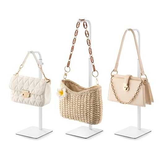 pickpiff 3 Pack Purse Holder Handbag Display Stand: White Hanger Rack for Bags, Purses, and Wreath, Adjustable Hook Stand for Tabletop, Closet, and Retail Use for Vendors