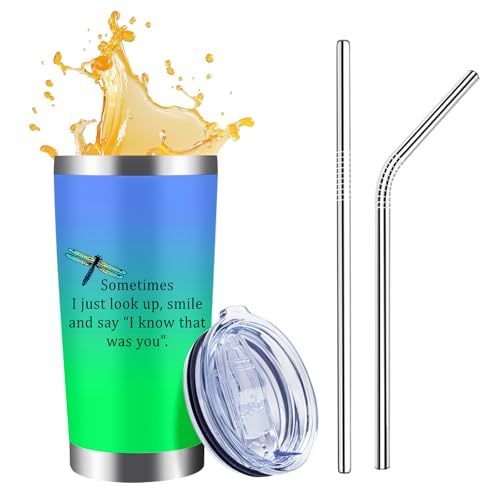 WFSJRED Dragonfly Tumbler20 oz Stainless Steel Vacuum Insulated Tumbler Grief Remembranc Condolence In Loving Memory of Bereavement Men Women (Sometimes Tumbler)