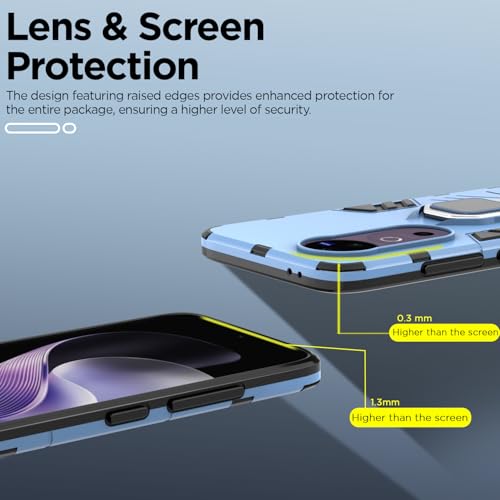 Image of Pikkme D5 Tough Armor Bumper Case | 360 Protection Case | Ring Holder Stand Back Cover for Vivo V40 5G / V40 Pro 5G / T3 Ultra 5G (Blue)