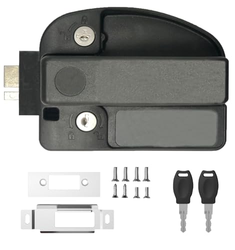 Image of RV Master- Upgraded RV Door Lock Replacement with Paddle Deadbolt, Camper Door Handle Latch, RV Enclosed Travel Trailer Entry Door Lock with Keys for Camper Horse Trailer Cargo, Fits 2.75 inchx3.75 inch Holes