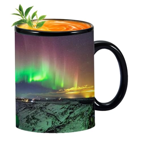 Kaffeetassen Mit Farbwechsel - Keramik-Kaffeetasse | Cooler Kaffee-Tee-Magie und Nordlicht-Design für Mädchen, Männer und Frauen