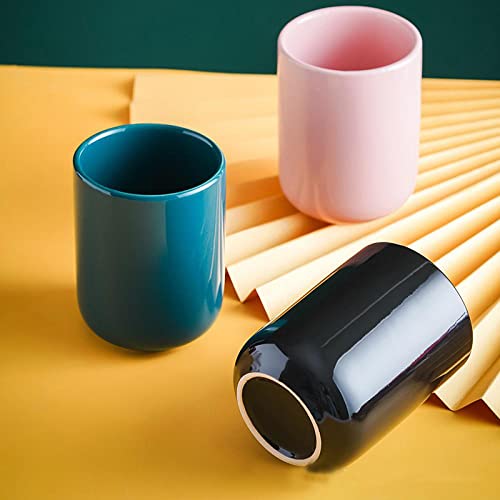Gaolinci 2 Pcs Simple Solid Color Ceramic Mouthwash Cups, Bathroom Brushing Cup, 8 Oz #TOP5