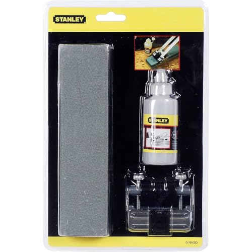 STANLEY Kit de afilado para hierros y formones, Incluye guía, piedra de afilado con grano 120 y 240, y frasco de aceite blanco no inflamable ni tóxico, 0-16-050