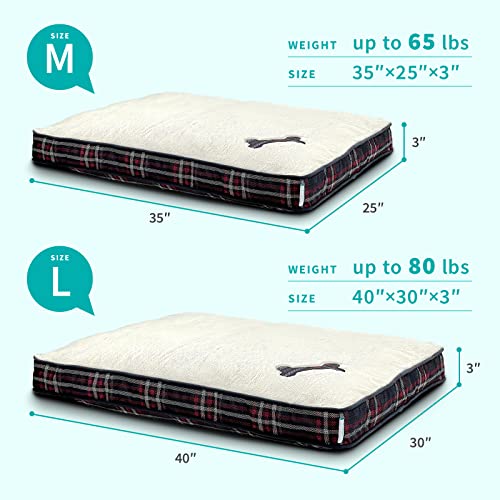 Wolipet Double-Sided Pet Bed Mat With Removable Washable Cover Dog Pillow Bed Crate Pad For Large Dogs Up To 80Lbs Plaid Pet Mattress (40"X30"X3", L. Black + Vaporous Gray) #TOP2
