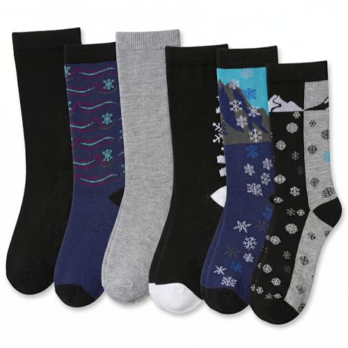 Image of Tipi Toe Women's 6-Pack Funky Crew Socks | Colorful Fun Patterned Novelty Dress Socks, Sizes 9-13