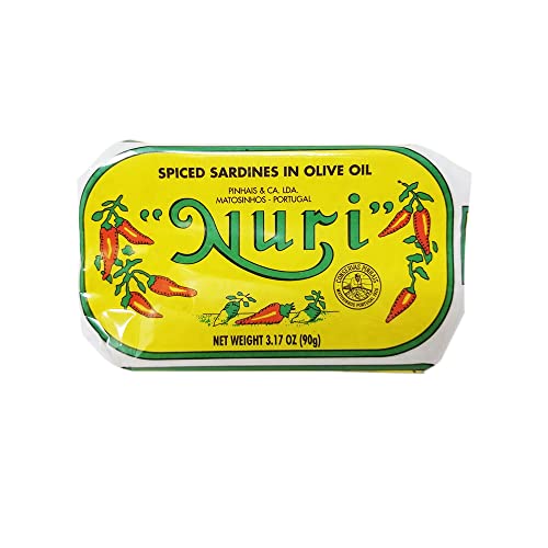 Nuri Portugese Sardines, Spicy, In Olive Oil 90G Each (Pack Of 4) #TOP1