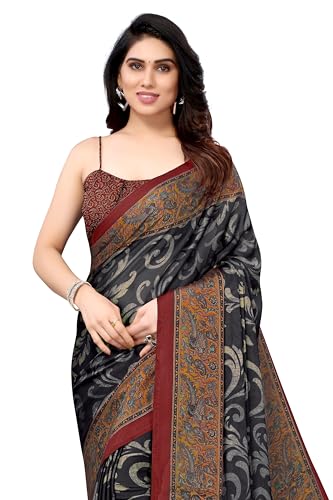 Image of MIRCHI FASHION Saree for Woman Chiffon Kalamkari Design | Professional Office Wear Lightweight Sari for All-Day Comfort with Blouse (Available in 15 Colors)