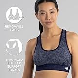 New Balance Seamless Womens Medium Impact Racerback Sports Bra - Padded Workout Yoga Top, Pigment, M - Image 4