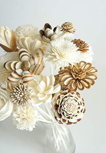 Exotic Plawanature Set of 18 Mixed Sola Wood Flower with Reed Diffuser for Home Fragrance Aroma Oil.