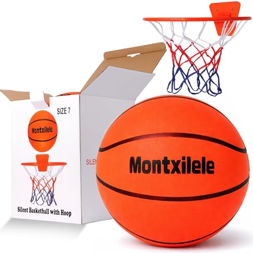 Montxilele Indoor Silent Basketball Size 7 with Hoop (29.5") –