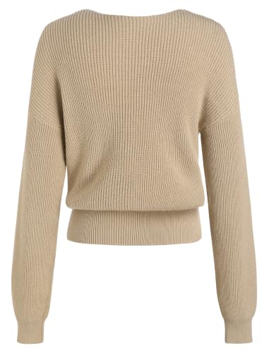 Image of ZAFUL Women's V Neck Cable Knit Sweater