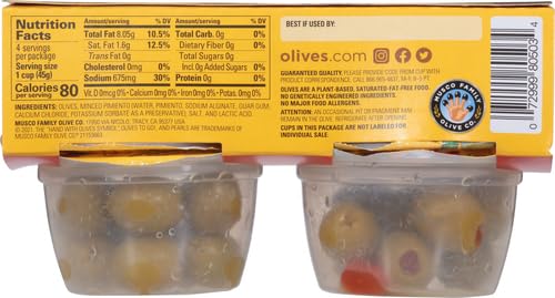 Miniatura 6 de Pearls Olives To Go!, Aceitunas Kalamata sin hueso, 1.4 onzas, 24 tazas