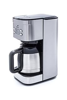 Senya cafetière électrique programmable Inox Hot Coffee, verseuse isotherme en acier inoxydable, fonction sélecteur d’arôme, maintien au chaud, 1,2L, 800W, SYBF-CM025