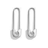 DIAMANTIO 18K Gold Plated Minimalist Safety Pin Drop Earrings – Edgy Silver-Tone Dangle Earrings for Women, Punk-Inspired Modern Statement Jewelry #D030425