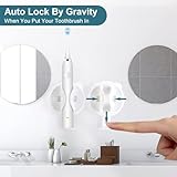 2 Packs Electric Toothbrush Holder Self Adhesive Electric Toothbrush Holder Wall Mounted Electric Toothpaste Stand Organiser Auto Lock Tooth Brush Holder for Bathroom Storage - Image 2