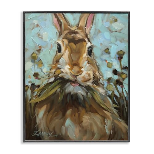 Rabbit Eating Grass Wildlife, 24 x 30 Inch Framed Giclée Print