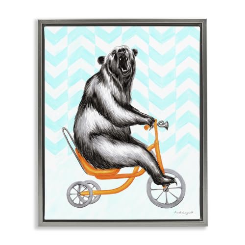 Whimsical Bear Tricycle Chevron, 25 x 31 Inch Canvas in Floater Frame