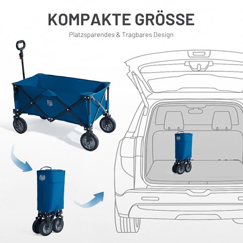 Timber Ridge Bollerwagen Faltbar mit Seitentasche Getränkehalter (Farbe: Blau) - 6