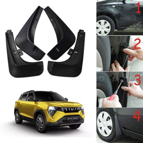 Image of Oshotto (O.E.M Fitting Cup Type) Mud Flap /Splash Guard Compatible with Mahindra 3XO (Set of 4)
