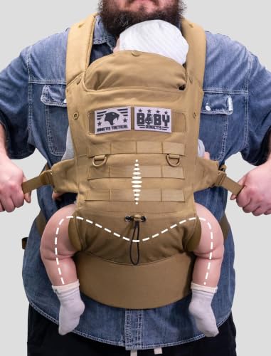 Image of Ergonomic Lumbar Support Baby Carrier for Infants to Toddlers (8-33 lbs), Cozy and Lightweight Military Baby Carrier for Big and Tall Parents-Coyote Brown