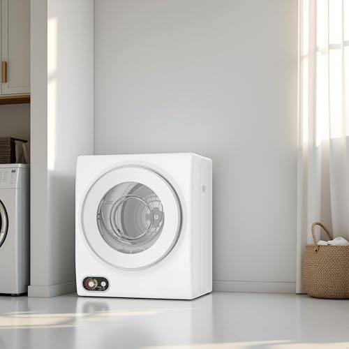 Compact Laundry 120V Clothes Stainless Steel Inner Tub, Electric Machine for Small Space, Apartments, hostels, RVs Portable Dryer, 1.5 Cubic Feet, Gray/White