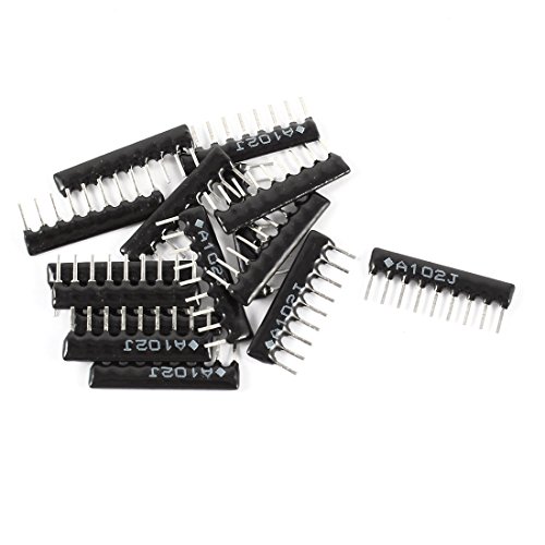 Aexit 15 Pcs Fixed Resistors A09-102 1K Ohm 2.54 Pitch 9 Pin Lead Single Resistors Network Resistors #TOP6