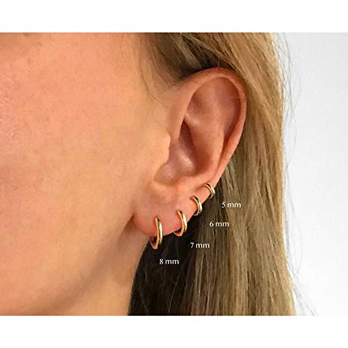 8Mm Tiny 20G Surgical Steel Black Gold Silver Sleeper Earrings Cartilage Hypoallergenic Small Hoop Earrings For Girls Women Men #TOP4