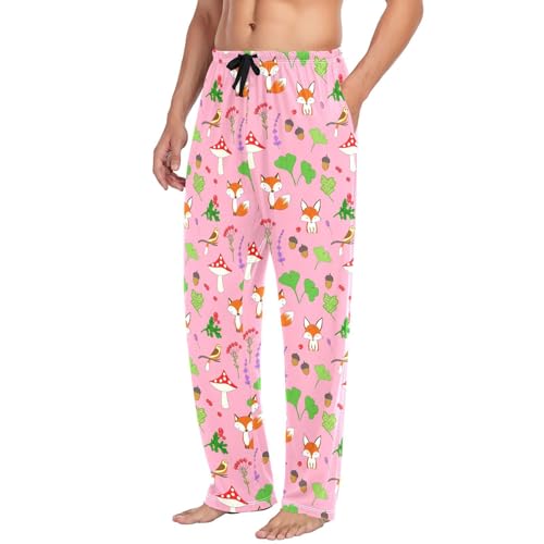 Fox Forest Men's Cotton Pajama Pants with Pockets and Drawstring Comfortable and Stylish,S4