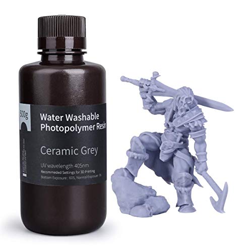ELEGOO RÃ©sine Lavable Ã  l'Eau pour Imprimante 3D LCD RÃ©sine Ã  PhotopolymÃ©risation UV 405 nm RÃ©sine PhotopolymÃ¨re pour des ModÃ¨les d'Impression 3D Gris 500g