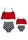 WIWIQS Mother and Daughter Matching Clothes Retro Vintage Polka High Waisted Bikini Set RED 128